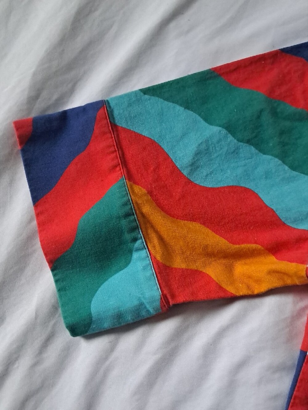 ONLY Multicolor Bold Floral Wave Print Button-Up Top Size L Funky Pop Art Boho - Picture 4 of 16
